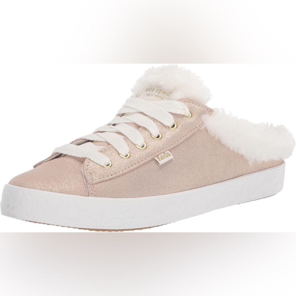 Kate Spade Women’s Shimmering Gold Sneakers‎ with White Fur